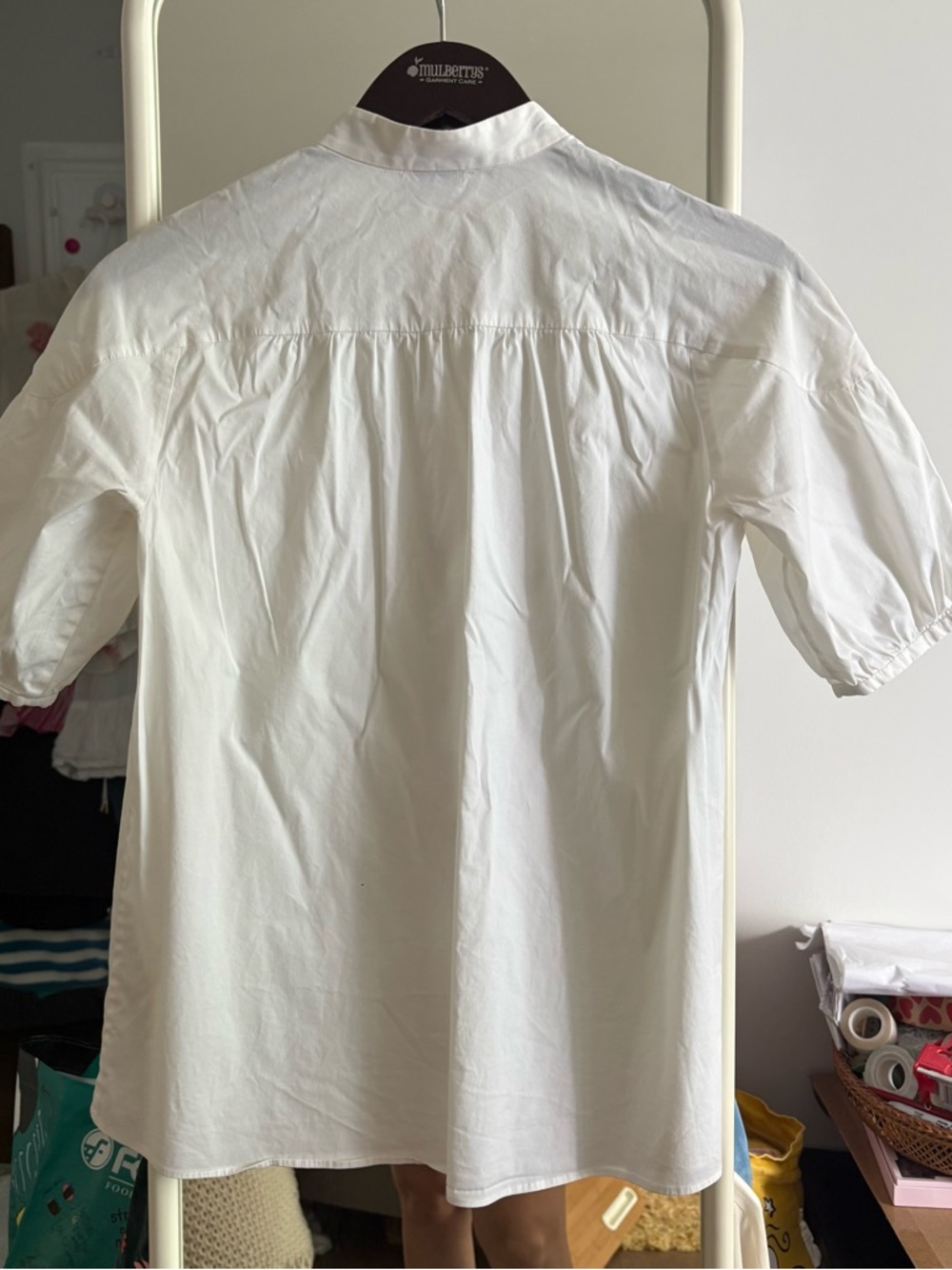 Theory White puff sleeve Button down Shirt - Picture 4 of 5